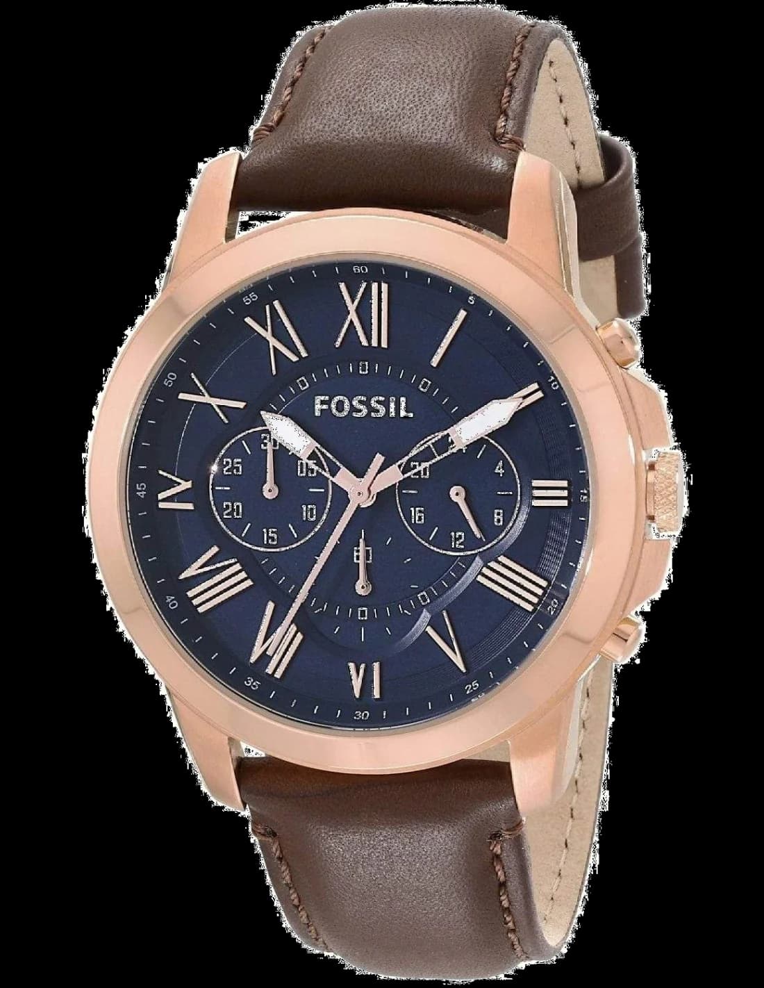 Montre Homme Fossil Grant FS5068 Bracelet cuir lisse marron
