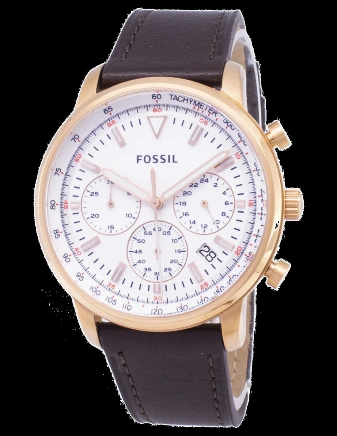 Montre Fossil FS5415 Goodwin Chronographe Cadran Noir et Cuir Marron
