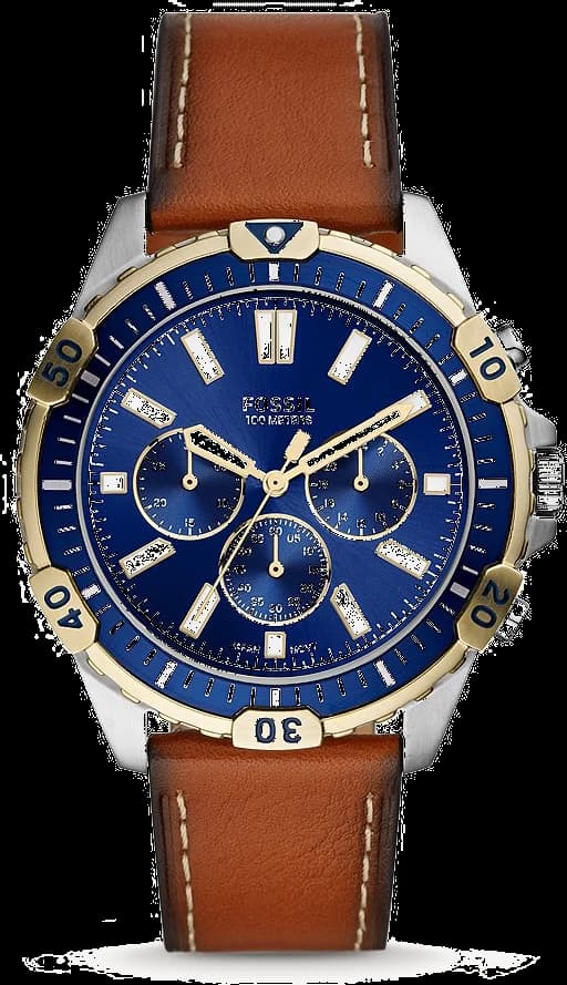 Montre Fossil FS5625 Chronographe en Acier Argenté et Cadran Bleu