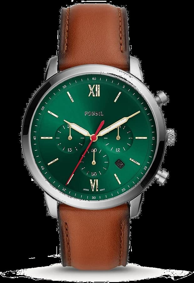 Montre Fossil FS5735 Chronographe Cadran Vert et Bracelet Cuir Marron