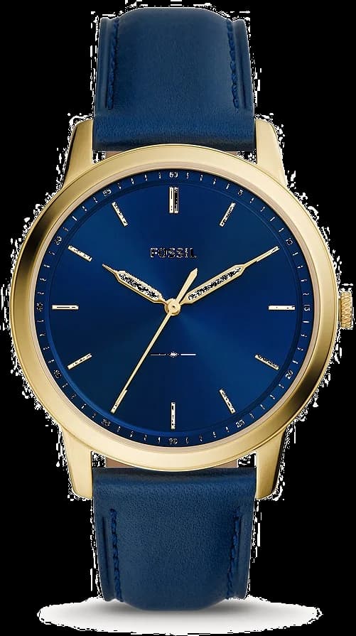 Montre homme Fossil Minimalist Three-Hand FS5789 en cuir marine