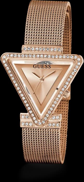 Montre Femme Guess GW0508L3 bracelet or rose boitier triangle orné de strass vue 2