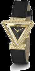 Montre Femme Guess Fame GW0504L5 bracelet cuir noir boitier triangle orné de strass vue 2