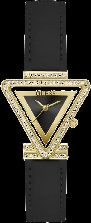 Montre Femme Guess Fame GW0504L5 bracelet cuir noir boitier triangle orné de strass
