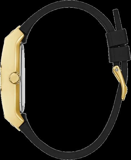 Montre Femme Guess Raven GW0105L2 bracelet silicone noir pailleté boitier doré orné de strass vue 2