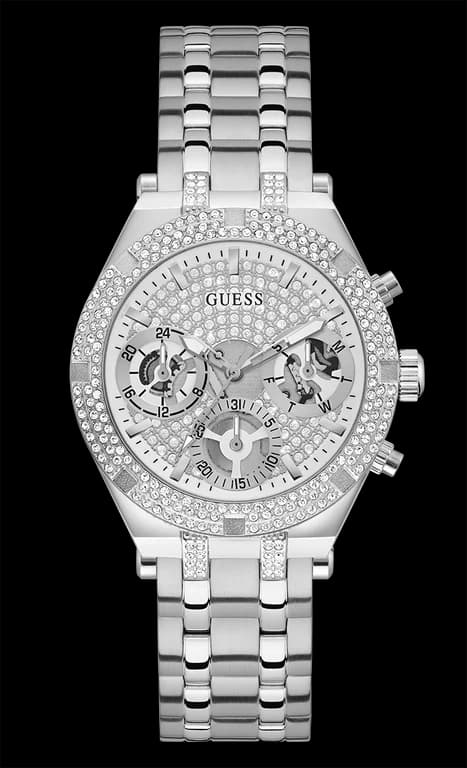 Montre Femme Guess Heiress GW0440L1 bracelet acier argent boitier argent orné de strass