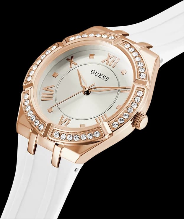 Montre Femme Guess GW0034L2 Silicone Blanc et Or Rose vue 2