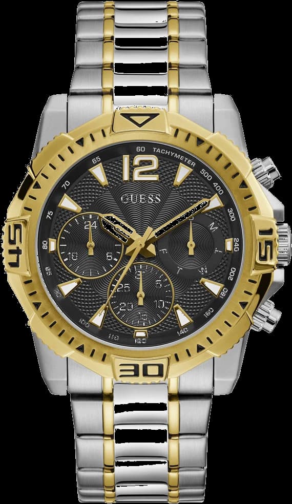 Montre Guess GW0056G4 Bracelet Acier Bicolore et Cadran Noir Multifonction