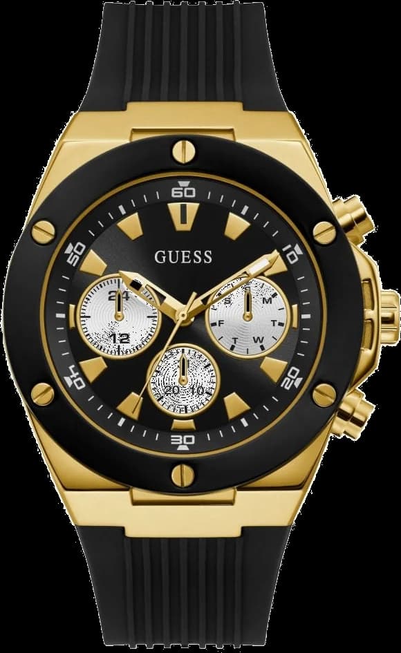 Montre Homme Guess Poseidon GW0057G1 bracelet silicone noir cadran noir multifonction