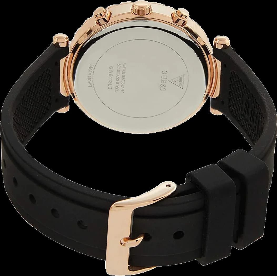 Montre Femme Guess GW0113L2 Bracelet Silicone Noir et Cadran Nacre vue 3