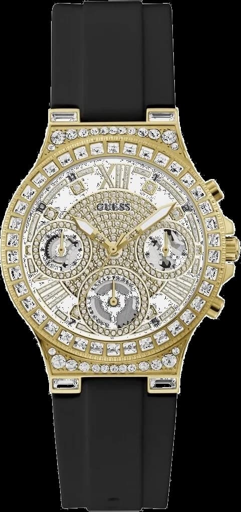 Montre Femme Guess Moonlight GW0257L1 bracelet silicone noir cadran multifonction