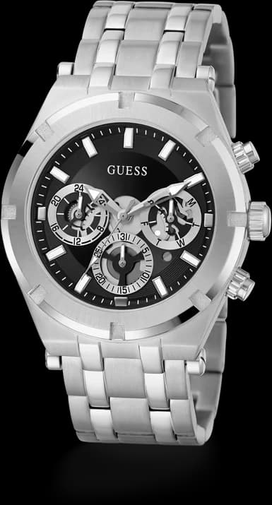 Montre Guess GW0260G1 Continental Acier Argent et Cadran Noir Multifonction vue 2