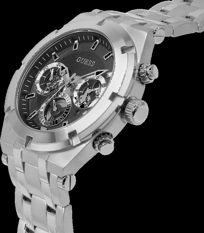 Montre Guess GW0260G1 Continental Acier Argent et Cadran Noir Multifonction vue 3
