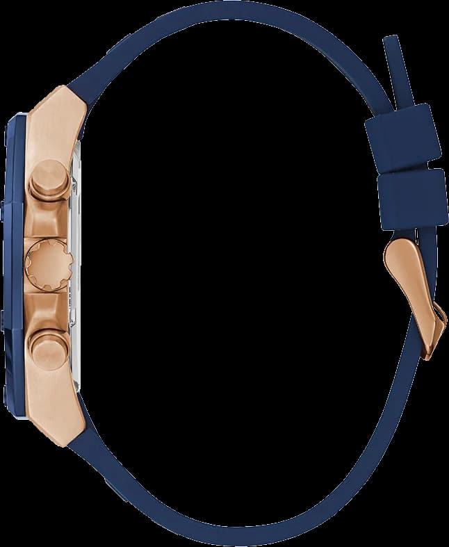 Montre Guess GW0263G2 Boîtier Octogonal Or Rose et Bracelet Silicone Bleu vue 2