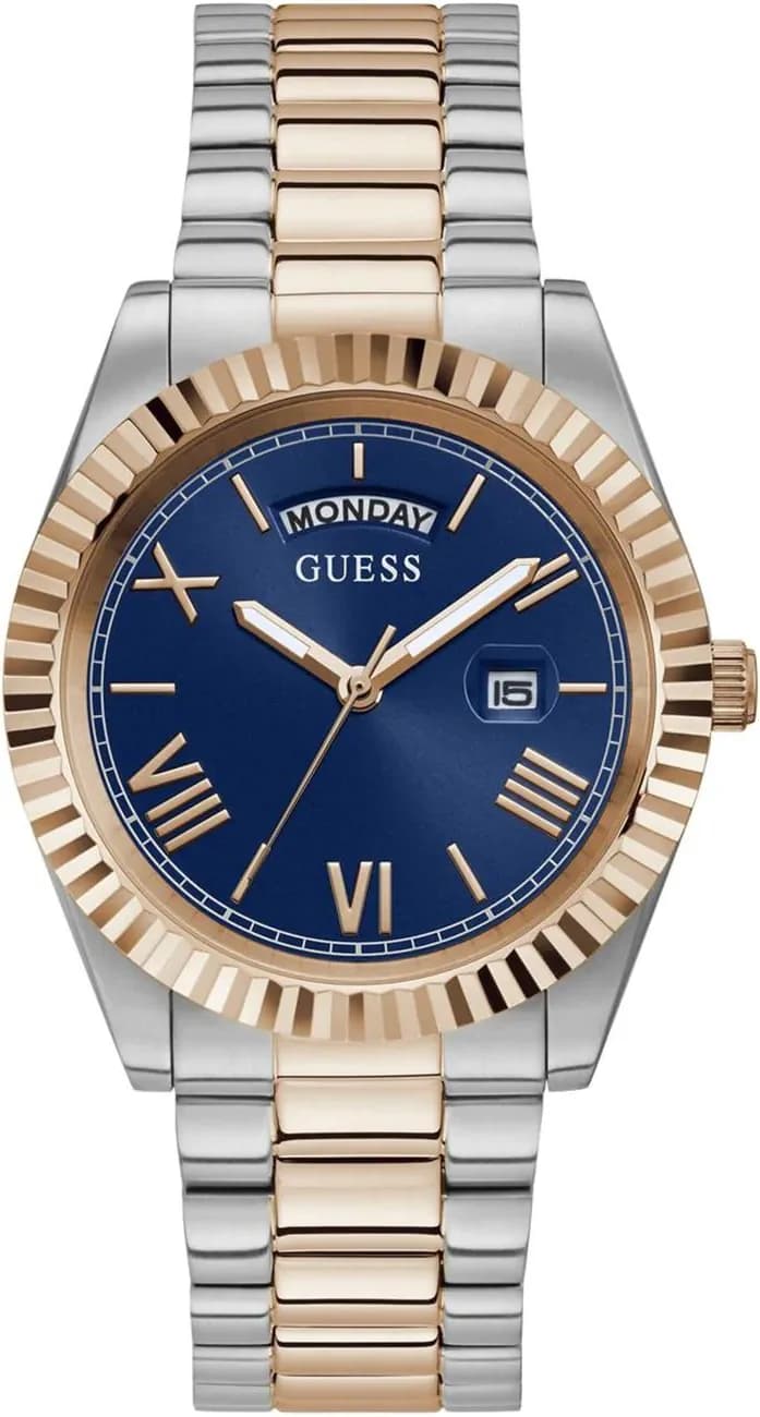 Montre Homme Guess Connoisseur GW0265G12 bracelet acier bicolore cadran bleu