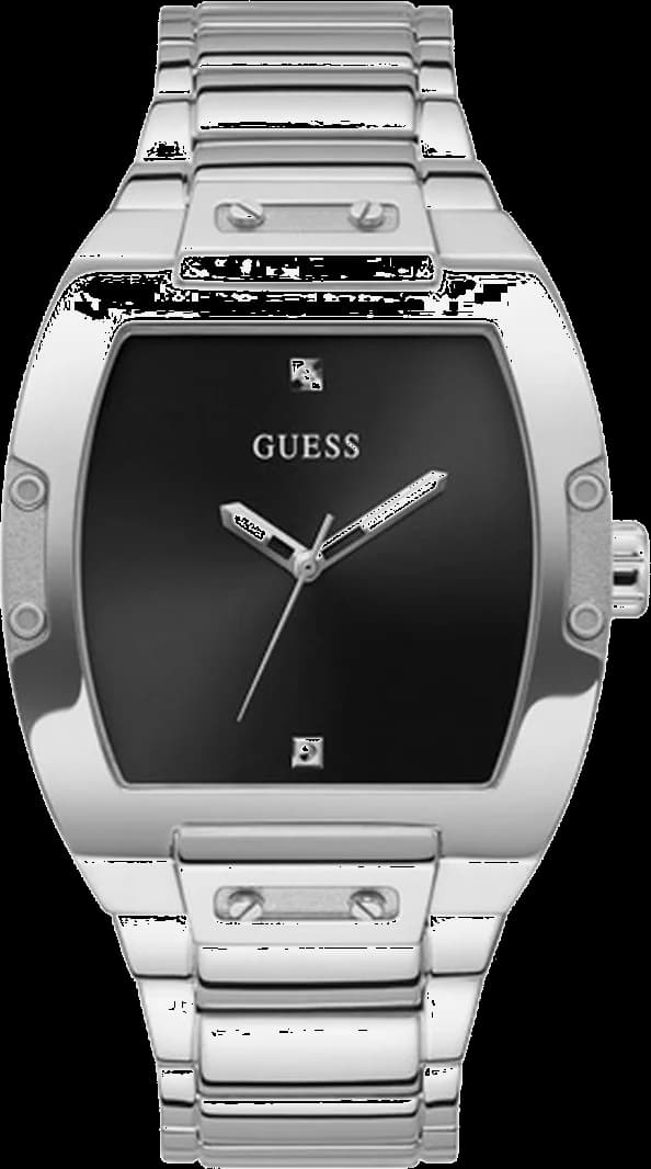 Montre Homme Guess Phoenix GW0387G1 cadran noir bracelet argent en acier