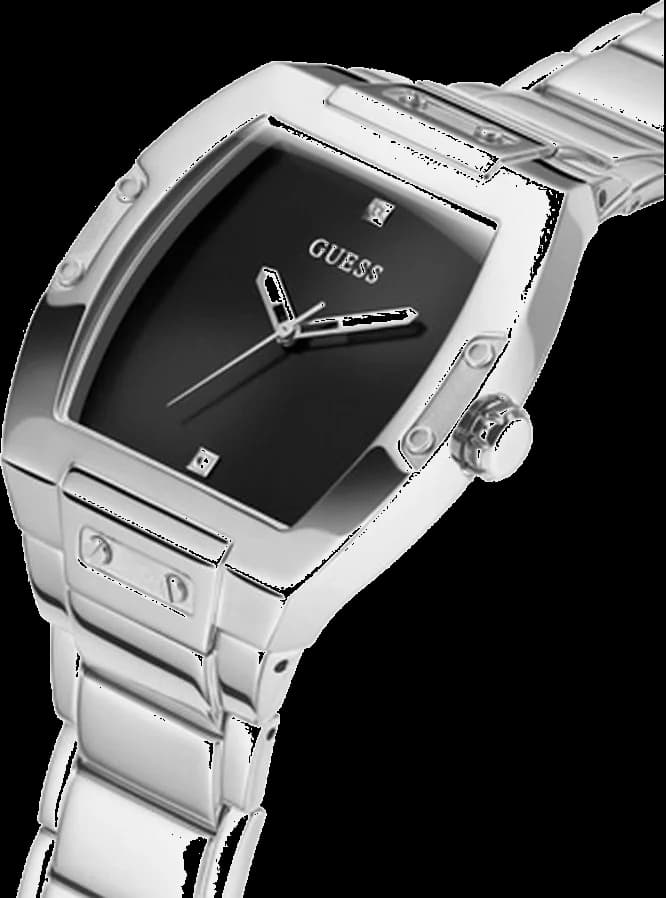 Montre Homme Guess Phoenix GW0387G1 cadran noir bracelet argent en acier vue 2