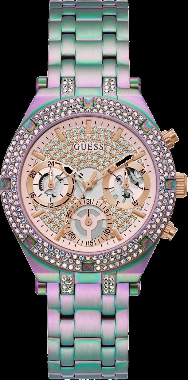 Montre Guess GW0440L3 Heiress Rainbow bracelet acier violet multicolore