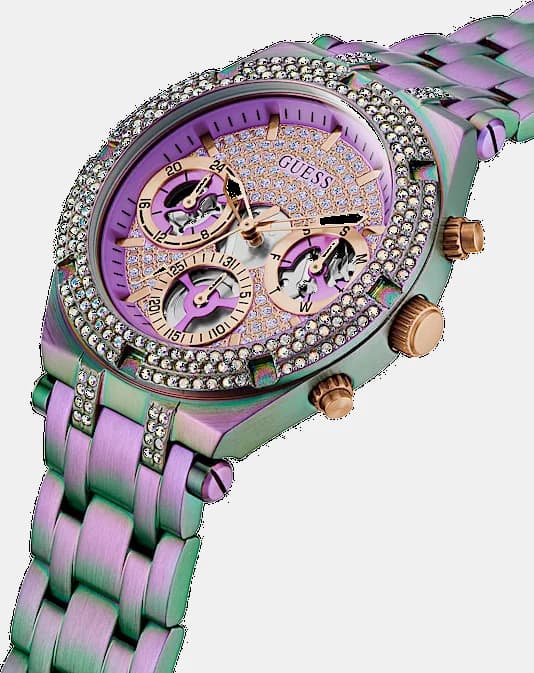 Montre Guess GW0440L3 Heiress Rainbow bracelet acier violet multicolore vue 2