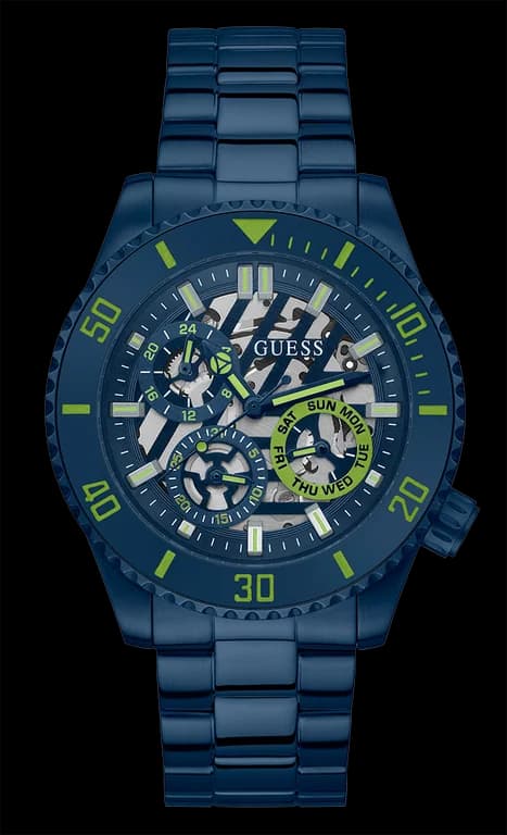 Montre Homme Axle Guess GW0488G4 bracelet acier bleu cadran squelette