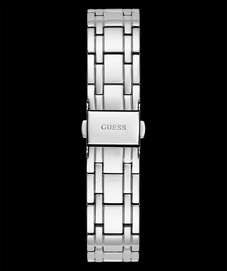 Montre Femme Guess Allara GW0604L1 bracelet acier argenté cadran squelette cristaux multifonctions vue 4