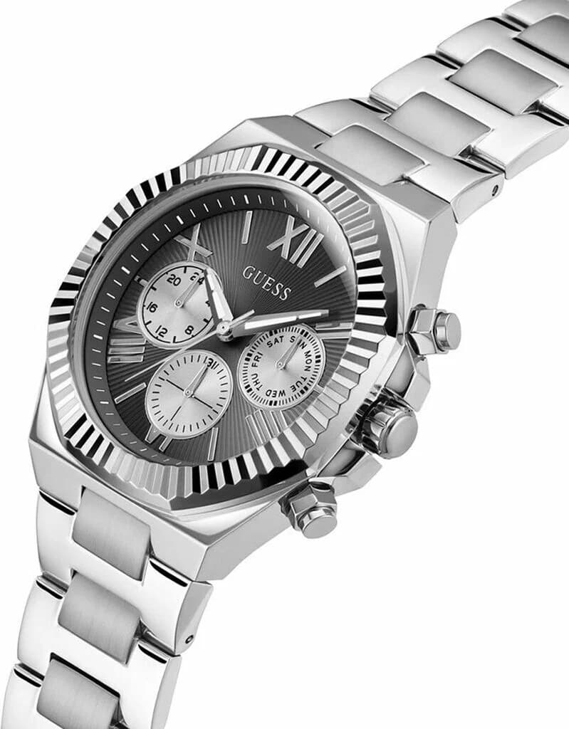 Montre Guess GW0703G1 Equity Acier Argenté et Cadran Noir Multifonctions vue 2