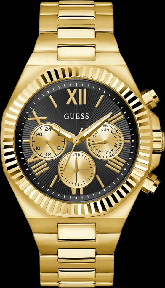 Montre Guess GW0703G5 Equity Acier Doré et Cadran Noir Multifonctions