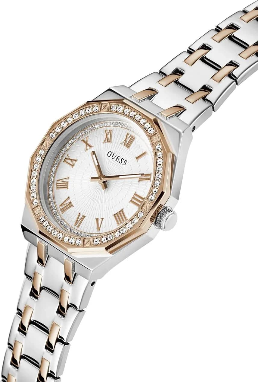 Montre Femme Guess GW0770L5 Acier Bicolore Argent et Rose Gold Cadran Guilloché vue 2