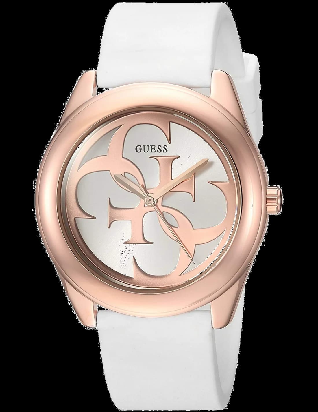 Montre Femme Guess W0911L5 G Twist Silicone Blanc et Logo Cristaux Dorés