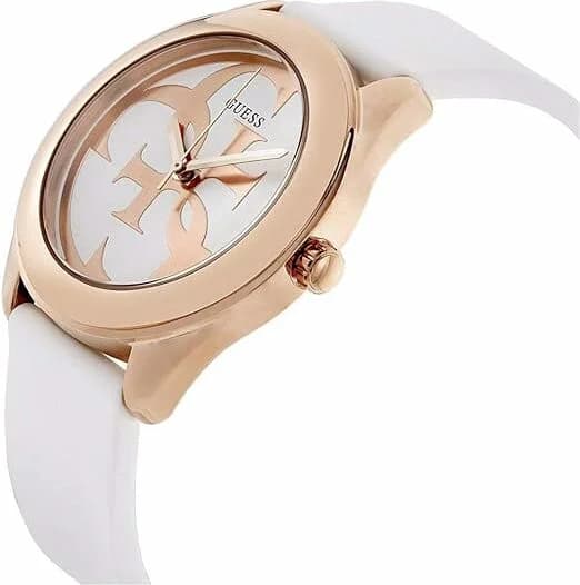 Montre Femme Guess W0911L5 G Twist Silicone Blanc et Logo Cristaux Dorés vue 2