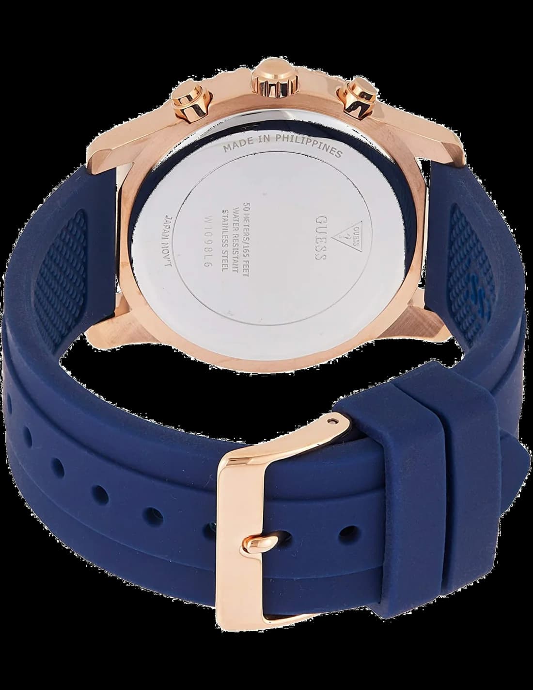 Montre Femme Guess W1098L6 Confetti Silicone Bleu et Acier Rose Gold vue 2