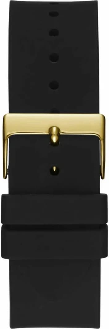 Montre Guess Frontier W1132G1 Boîtier Doré Orné de Strass et Bracelet Silicone Noir vue 3
