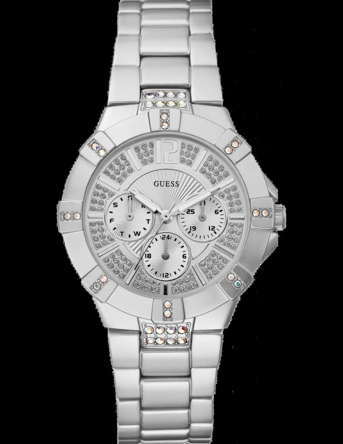 Montre Femme Guess Vista Argent W11624L1 Style Chrono et Lunette Strass