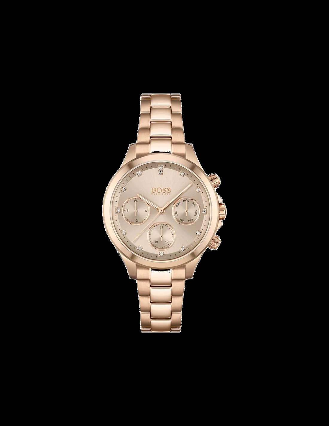 Montre Hugo Boss 1502592 en acier or rose et cristaux Swarovski