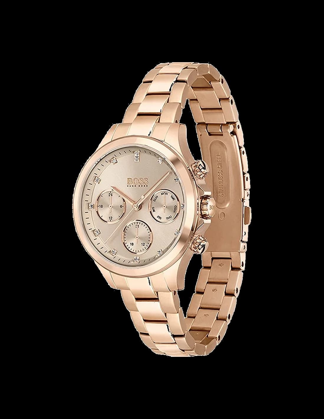 Montre Hugo Boss 1502592 en acier or rose et cristaux Swarovski vue 2