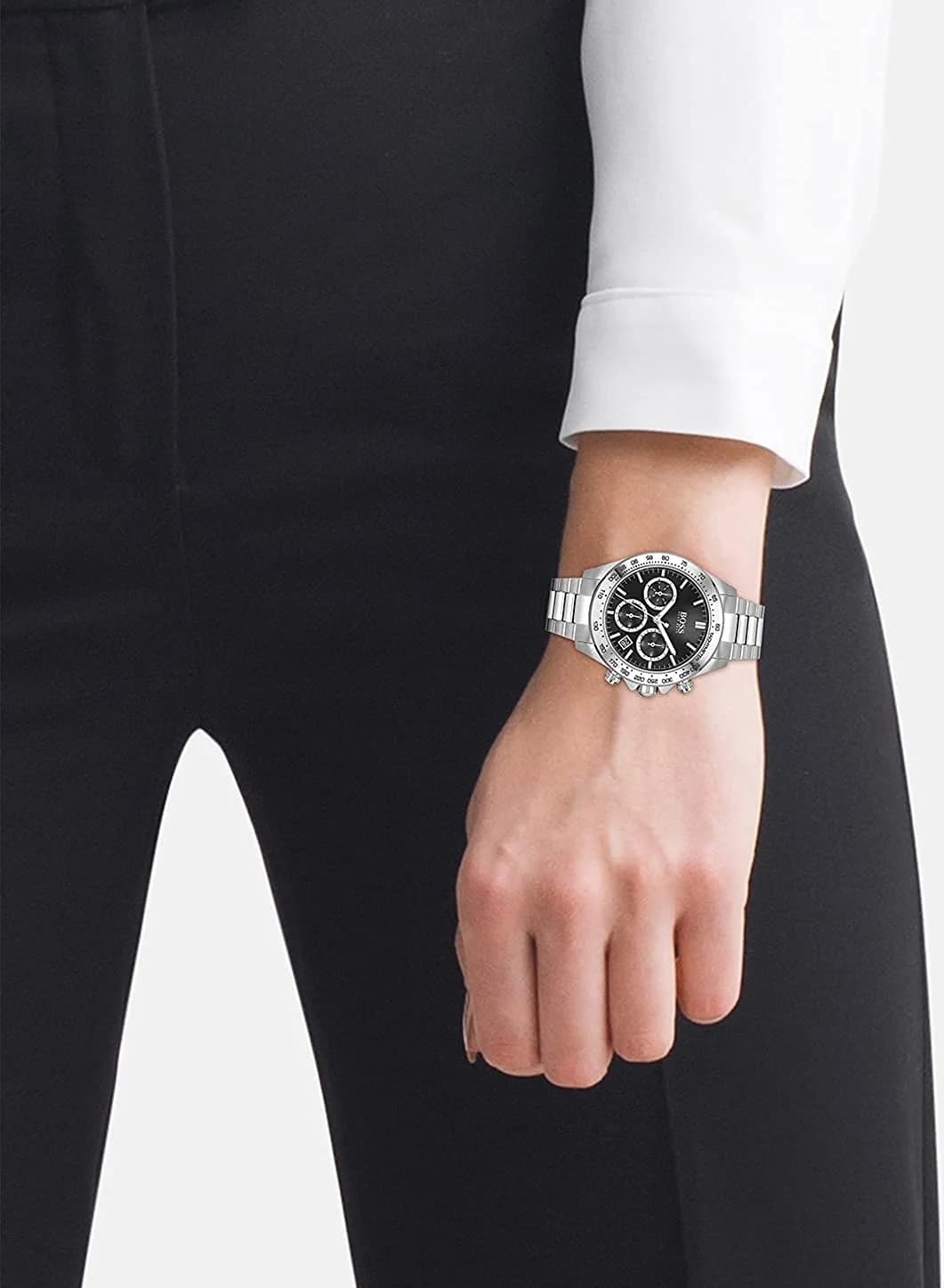 Montre Hugo Boss 1502614 Sport Lux Chronographe en Acier Poli et Cadran Noir vue 4