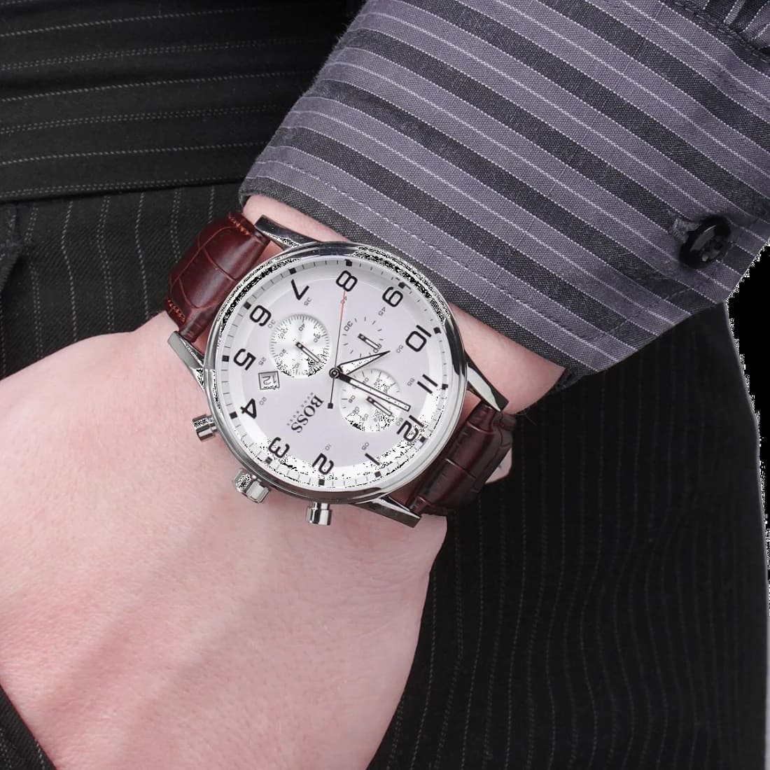 Montre Hugo Boss 1512447 avec Bracelet en Cuir Marron vue 3