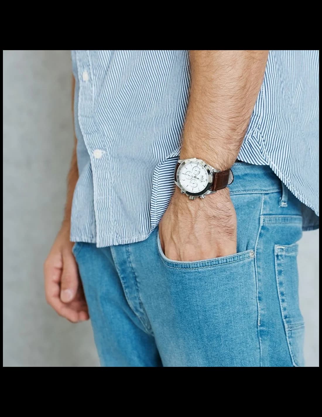 Montre Hugo Boss 1513175 Chronographe Sport Bracelet Cuir Marron vue 4