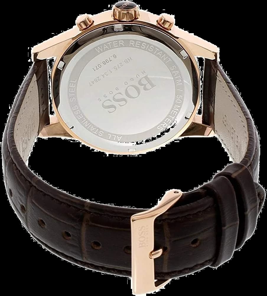 Montre Hugo Boss 1513281 Bracelet Cuir Marron et Cadran Ardoise vue 2