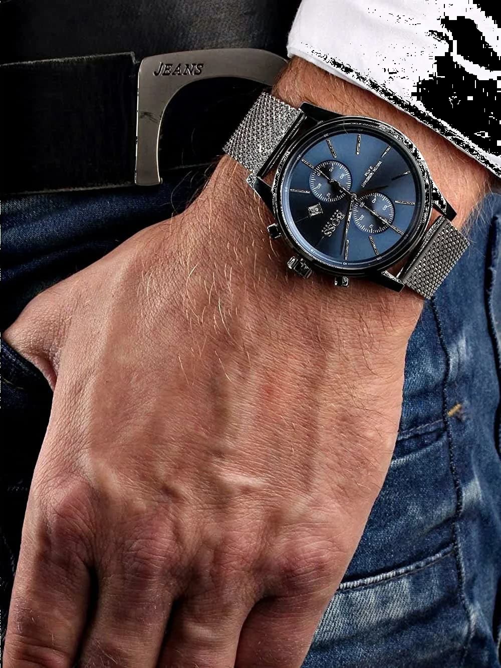 Montre Hugo Boss 1513441 au Cadran Bleu et Bracelet en Maille Milanaise vue 3