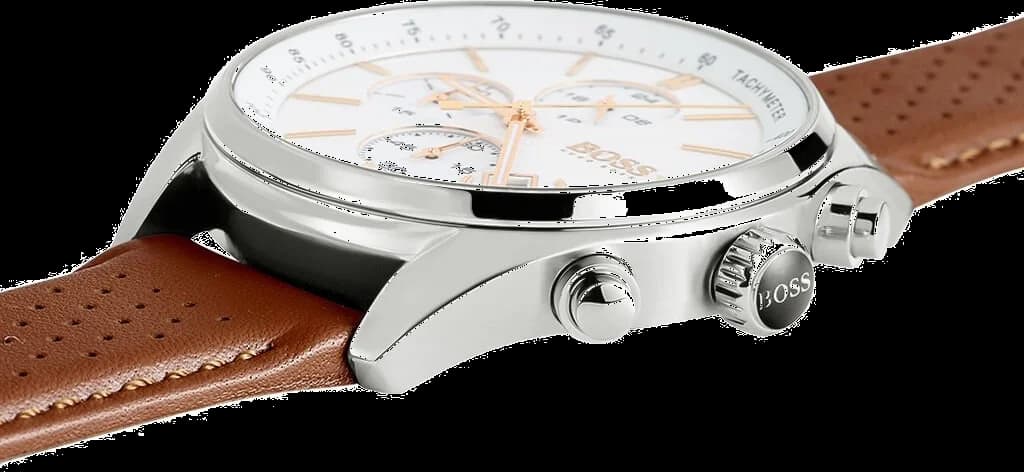 Montre Hugo Boss 1513475 Bracelet Cuir Perforé Marron vue 3