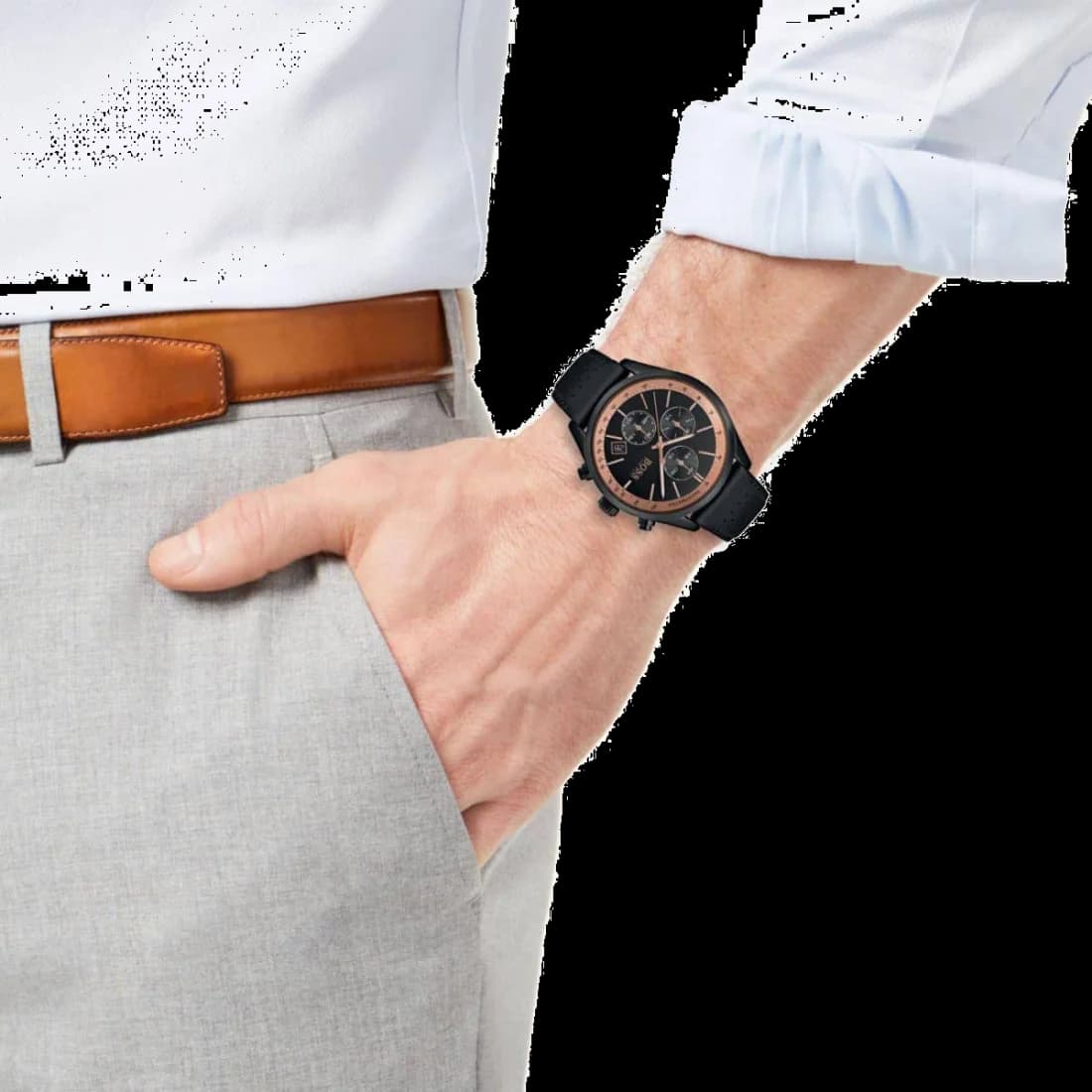 Montre Hugo Boss 1513550 Chronographe Bracelet Perforé Noir vue 4