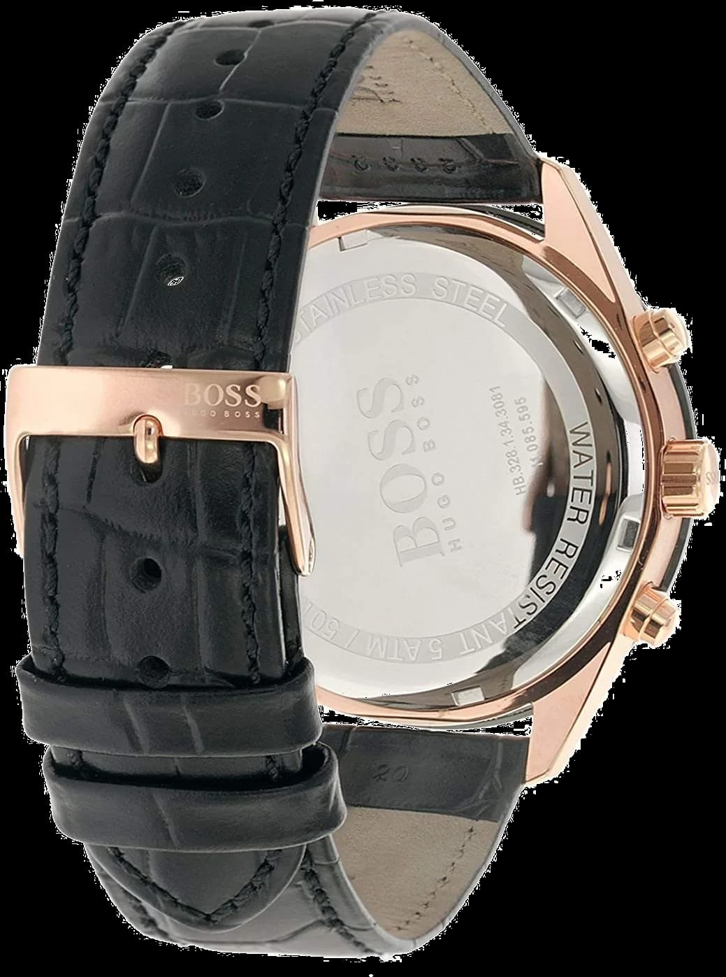Montre Hugo Boss 1513580 Chronographe avec Bracelet en Cuir Noir vue 2
