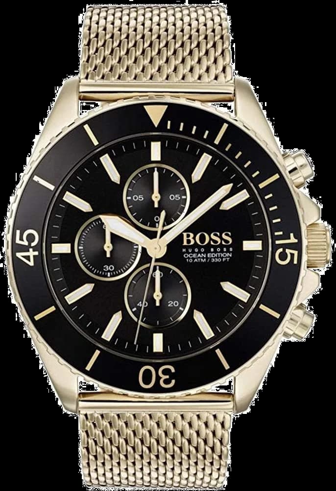 Montre Hugo Boss 1513703 Cadran Noir et Bracelet Maille Milanaise