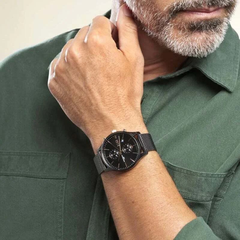 Montre Hugo Boss 1513811 en maille milanaise noire vue 4