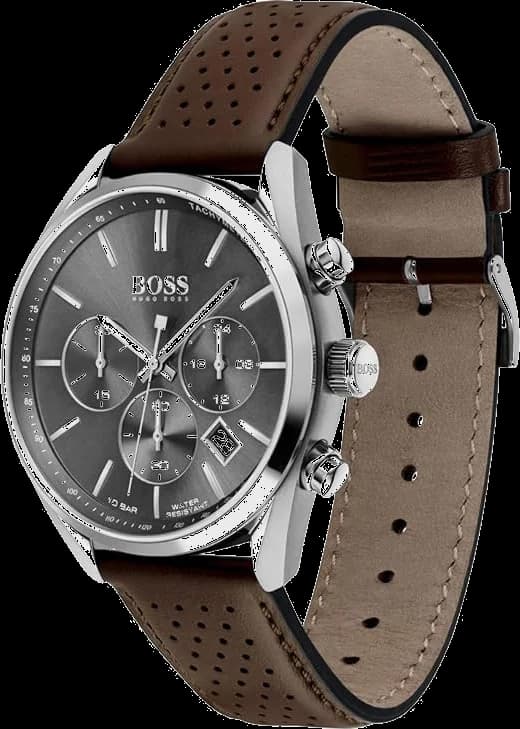 Montre Homme Hugo Boss Champion 1513815 bracelet en cuir perforé marron vue 2