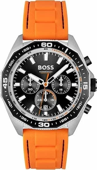 Montre Hugo Boss 1513970 Energy Chronographe en Acier et Silicone Orange