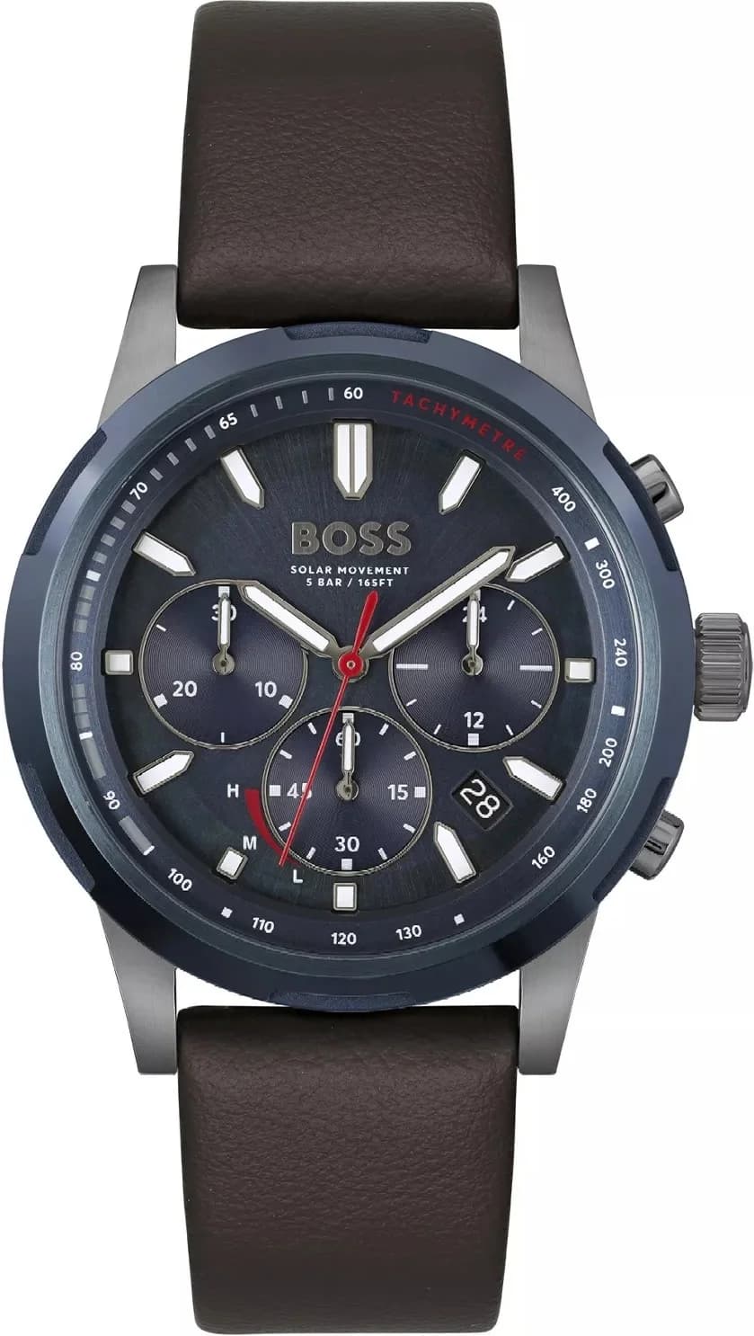Montre Homme Hugo Boss 1514030 Cadran Bleu Nuit et Bracelet Cuir Marron