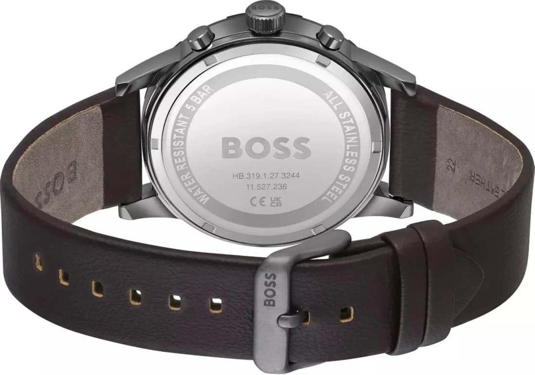 Montre Homme Hugo Boss 1514030 Cadran Bleu Nuit et Bracelet Cuir Marron vue 3