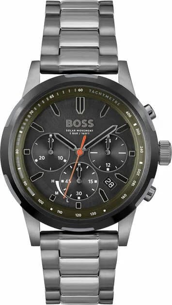 Montre Hugo Boss 1514034 Solgrade en Acier Gris et Cadran Noir Multifonctions